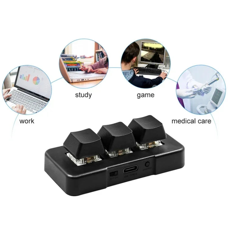 MK321BT Bluetooth 5.1 3 Tasten Benutzerdefinierte Tasten Gaming Office PS Clip Makro-Programmierung Tastatur