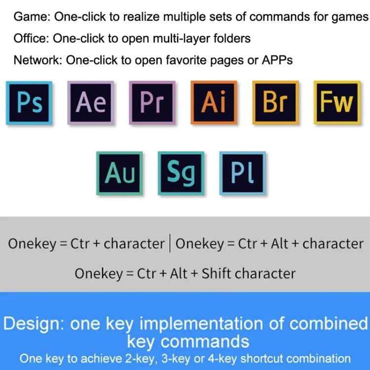 MK321BT Bluetooth 5.1 3 Tasten Benutzerdefinierte Tasten Gaming Office PS Clip Makro-Programmierung Tastatur
