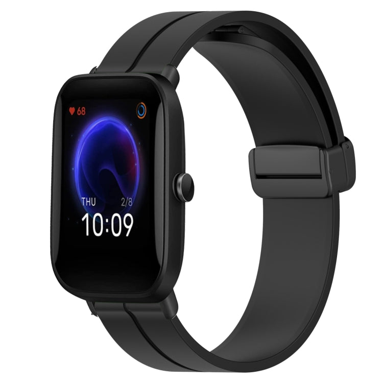 20mm Solid Color Magnetic Clasp Silicone Watch Band, For Amazfit Pop