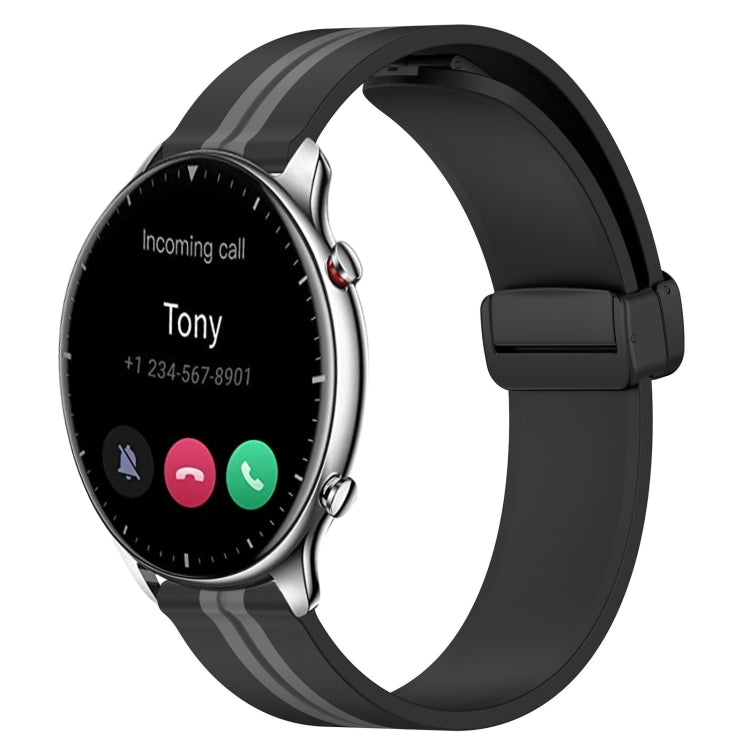 22mm Folding Magnetic Clasp Silicone Watch Band, For Amazfit GTR 2, For Amazfit 3, For Amazfit GTR 47mm