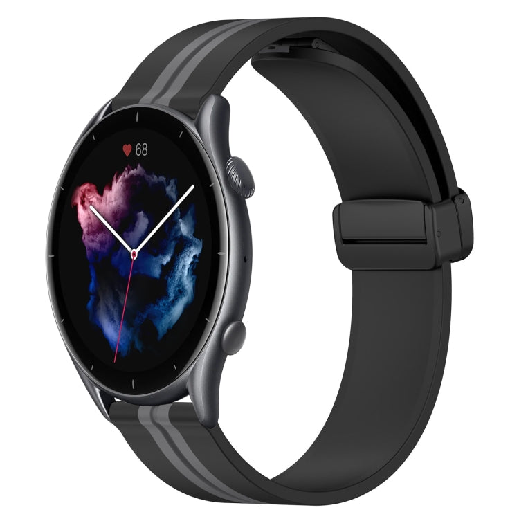 22mm Folding Magnetic Clasp Silicone Watch Band, For Amazfit GTR 2, For Amazfit 3, For Amazfit GTR 47mm