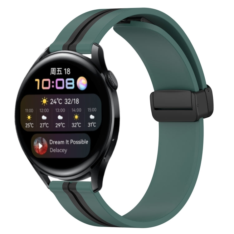 22mm Folding Magnetic Clasp Silicone Watch Band, For Huawei Watch GT3 Pro 46mm, For Huawei Watch GT3 46mm, For Huawei Watch GT Runner, For Huawei Watch 3