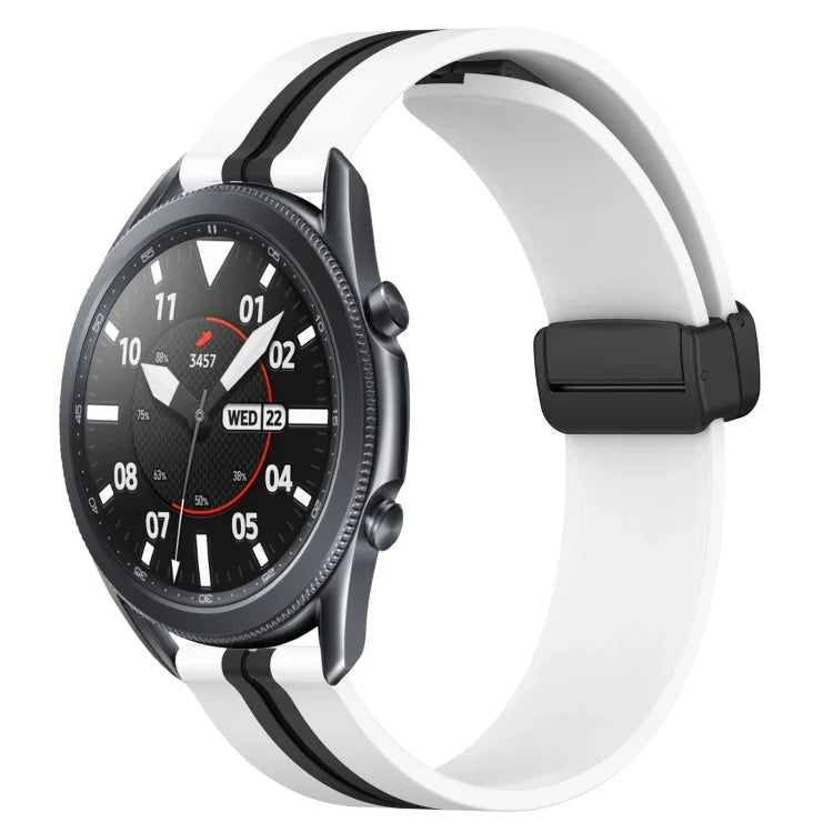 22 mm breites Silikon-Uhrenarmband mit Magnetverschluss und Faltschließe, passend für Samsung Galaxy Watch3 (45 mm), Samsung Galaxy Watch (46 mm), Samsung Gear S3 Classic und Samsung Gear S3 Frontier.