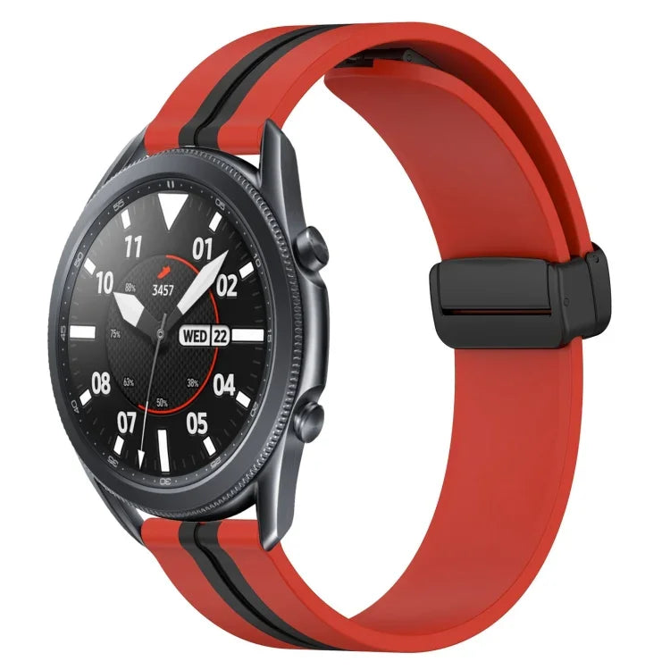 22mm Folding Magnetic Clasp Silicone Watch Band, For Samsung Galaxy Watch3 45mm, For Samsung Galaxy Watch 46mm, For Samsung Gear S3 Classic, For Samsung Gear S3 Frontier