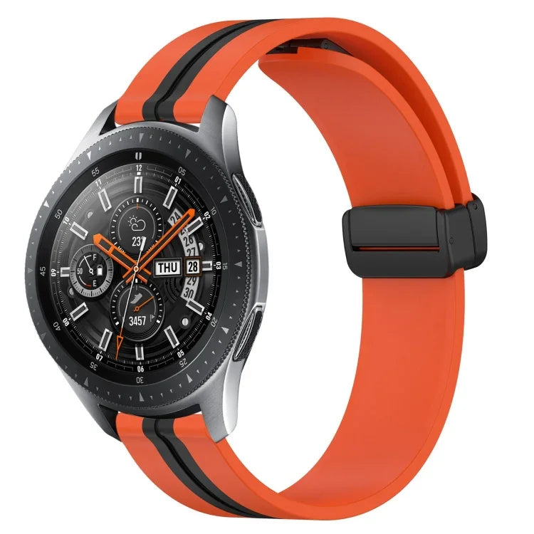 22mm Folding Magnetic Clasp Silicone Watch Band, For Samsung Galaxy Watch3 45mm, For Samsung Galaxy Watch 46mm, For Samsung Gear S3 Classic, For Samsung Gear S3 Frontier