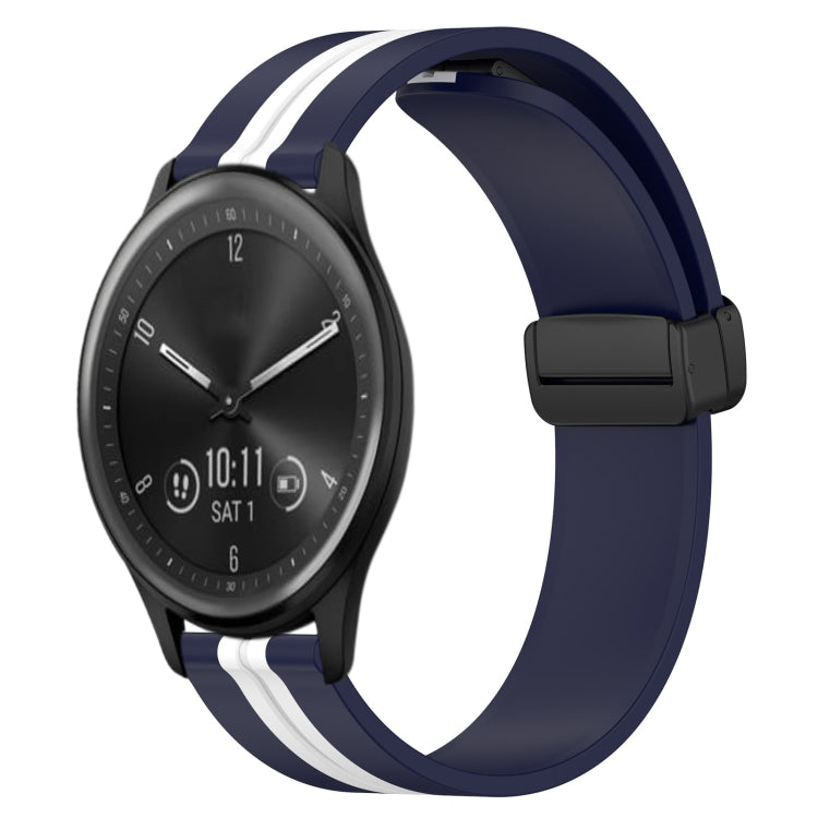20mm Folding Magnetic Clasp Silicone Watch Band, For Garmin Vivomove Sport, For Garmin Venu 2 Plus, For Garmin Approach S40, For Garmin Forerunner 158
