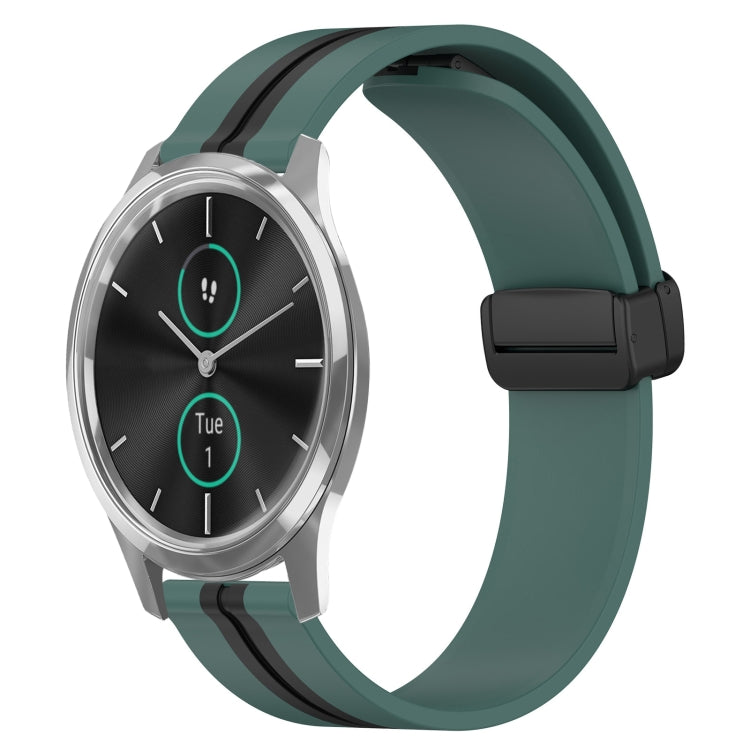 20mm Folding Magnetic Clasp Silicone Watch Band, For Garmin Forerunner 55, For Garmin Venu, For Garmin Venu SQ, For Garminmove Luxe