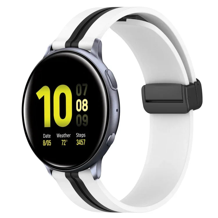 20 mm breites Silikon-Armband mit Magnetverschluss und Faltschließe, passend für Samsung Galaxy Watch Active 2 (40 mm), Samsung Galaxy Watch Active 2 (44 mm) und Samsung Galaxy Watch (42 mm).