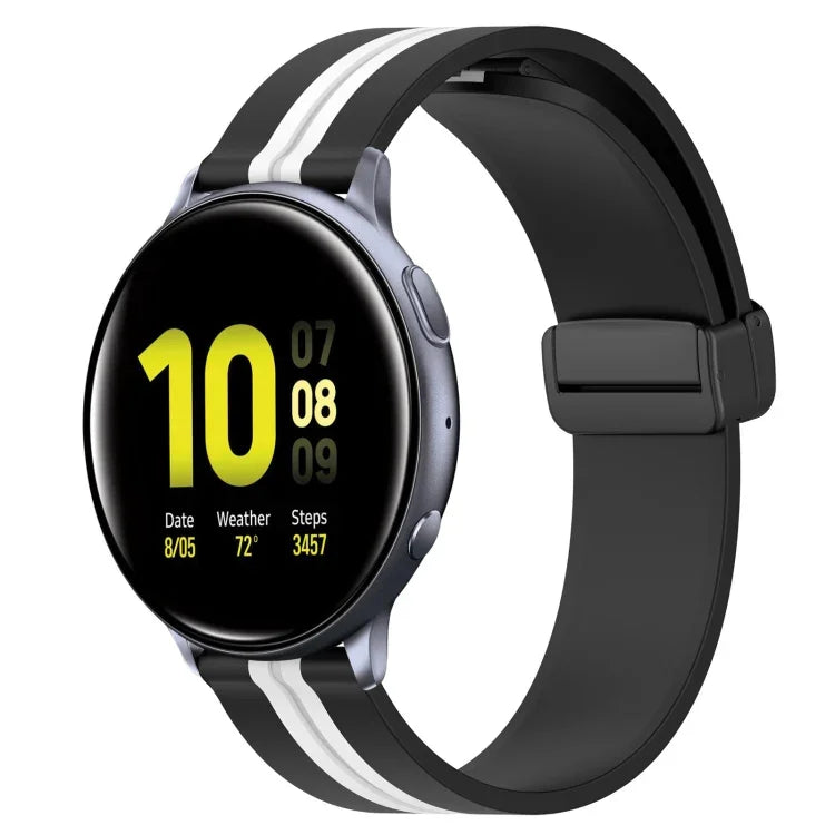 20mm Folding Magnetic Clasp Silicone Watch Band, For Samsung Galaxy Watch Active 2 40mm, For Samsung Galaxy Watch Active 2 44mm, For Samsung Galaxy Watch 42mm