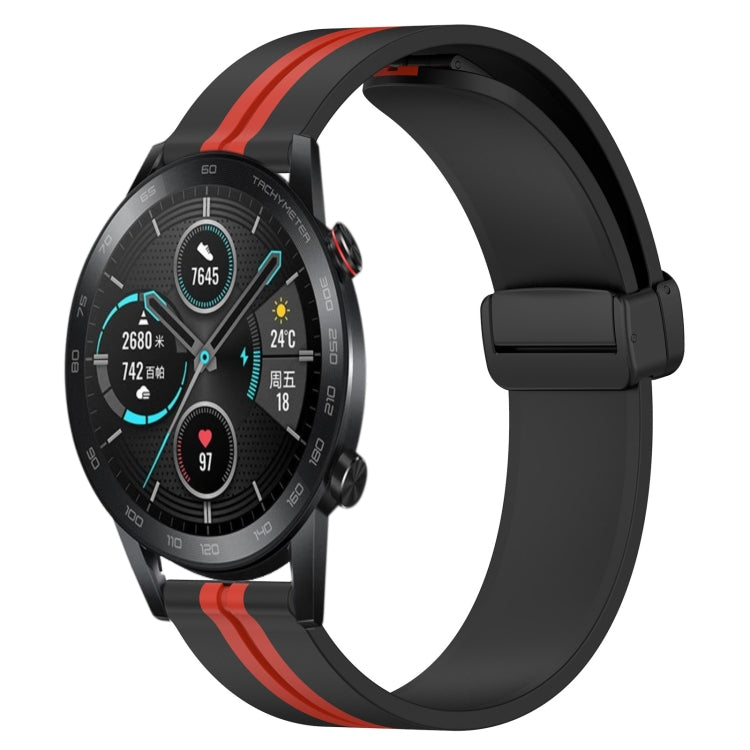 20mm Folding Magnetic Clasp Silicone Watch Band, For Honor Watch ES, For Honor MagicWatch2 42mm