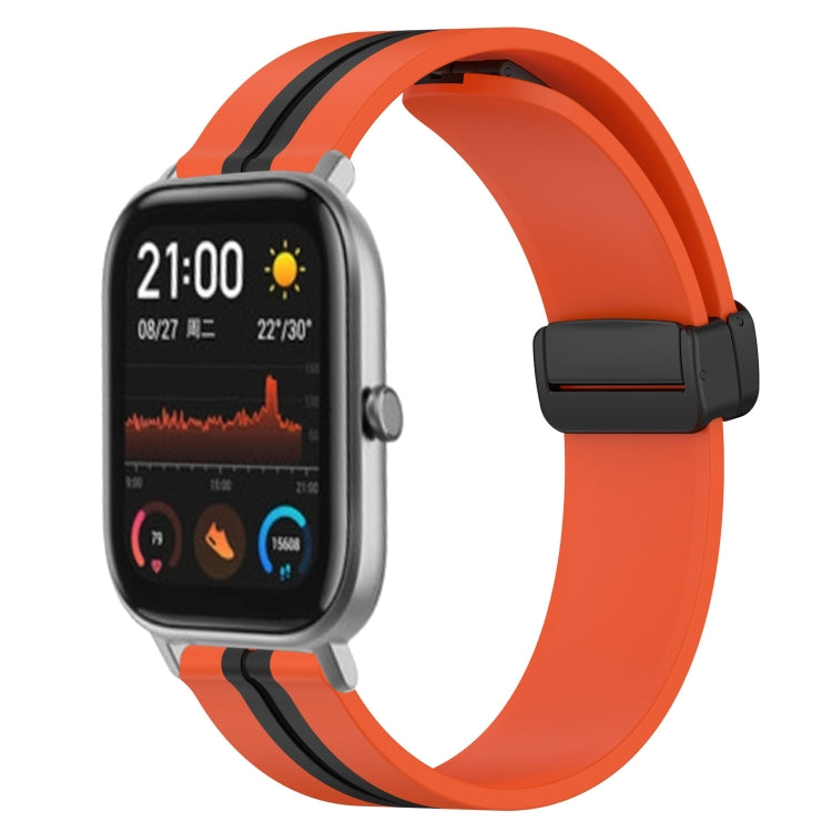 20mm Folding Magnetic Clasp Silicone Watch Band, For Amazfit GTS, For Amazfit GTR 42mm, For Amazfit Pop Pro, For Amazfit Pop