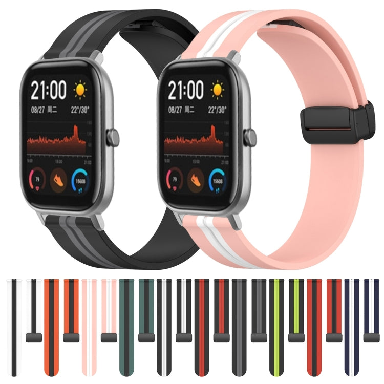 20mm Folding Magnetic Clasp Silicone Watch Band, For Amazfit GTS, For Amazfit GTR 42mm, For Amazfit Pop Pro, For Amazfit Pop