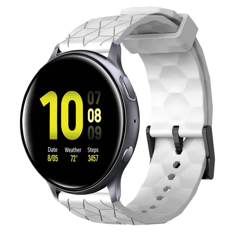 20 mm breites, einfarbiges Silikon-Uhrenarmband mit Fußballmuster, passend für Samsung Galaxy Watch Active 2 (44 mm) und Samsung Galaxy Watch (42 mm).