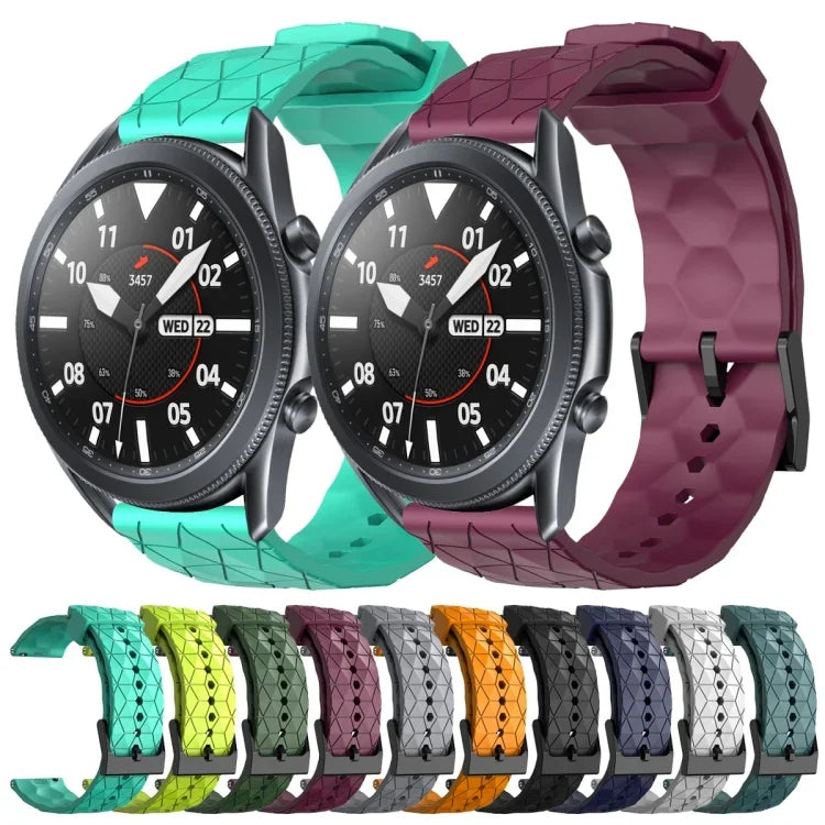 22 mm breites, einfarbiges Silikon-Uhrenarmband mit Fußballmuster, passend für Samsung Galaxy Watch3 (45 mm), Samsung Galaxy Watch (46 mm), Samsung Gear S3 Classic und Samsung Gear S3 Frontier.