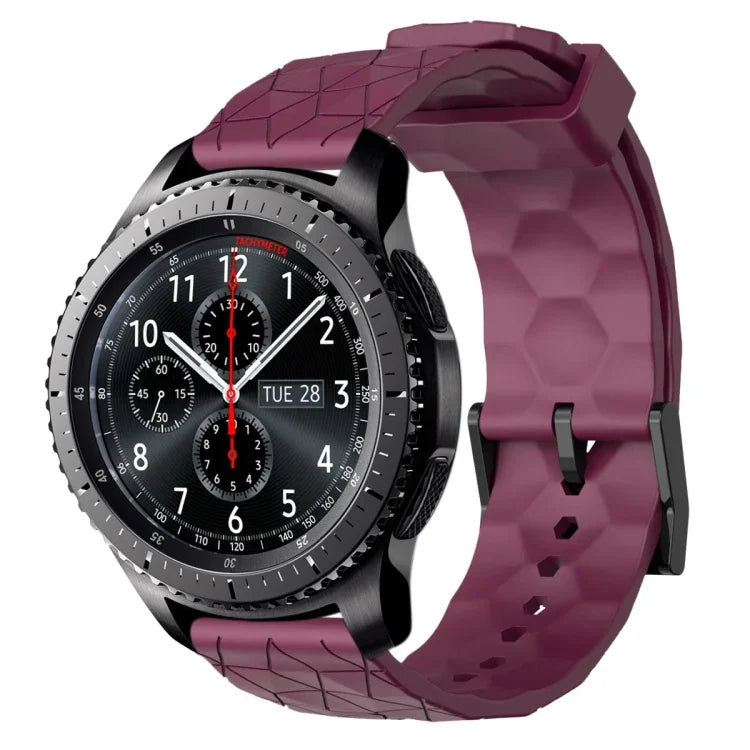 22 mm breites, einfarbiges Silikon-Uhrenarmband mit Fußballmuster, passend für Samsung Galaxy Watch3 (45 mm), Samsung Galaxy Watch (46 mm), Samsung Gear S3 Classic und Samsung Gear S3 Frontier.