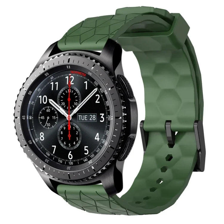 22 mm breites, einfarbiges Silikon-Uhrenarmband mit Fußballmuster, passend für Samsung Galaxy Watch3 (45 mm), Samsung Galaxy Watch (46 mm), Samsung Gear S3 Classic und Samsung Gear S3 Frontier.