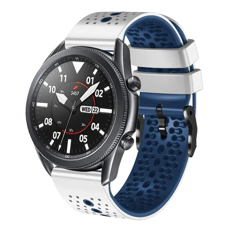 22 mm perforiertes, zweifarbiges Silikon-Uhrenarmband, für Samsung Galaxy Watch3 45 mm, Samsung Galaxy Watch 46 mm, Samsung Gear S3 Classic, Samsung Gear S3 Frontier