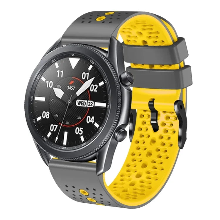22mm Perforated Two-Color Silicone Watch Band, For Samsung Galaxy Watch3 45mm, For Samsung Galaxy Watch 46mm, For Samsung Gear S3 Classic, For Samsung Gear S3 Frontier