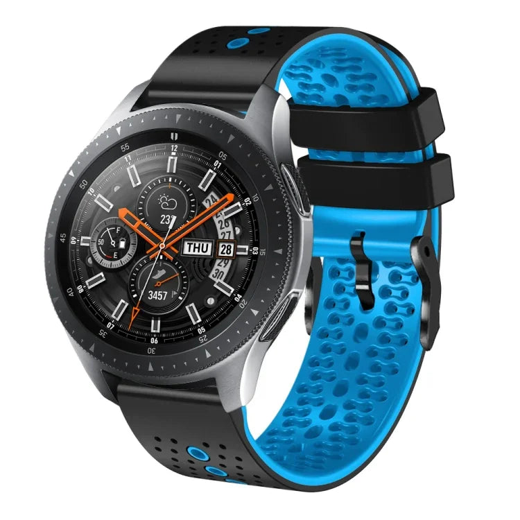 22mm Perforated Two-Color Silicone Watch Band, For Samsung Galaxy Watch3 45mm, For Samsung Galaxy Watch 46mm, For Samsung Gear S3 Classic, For Samsung Gear S3 Frontier