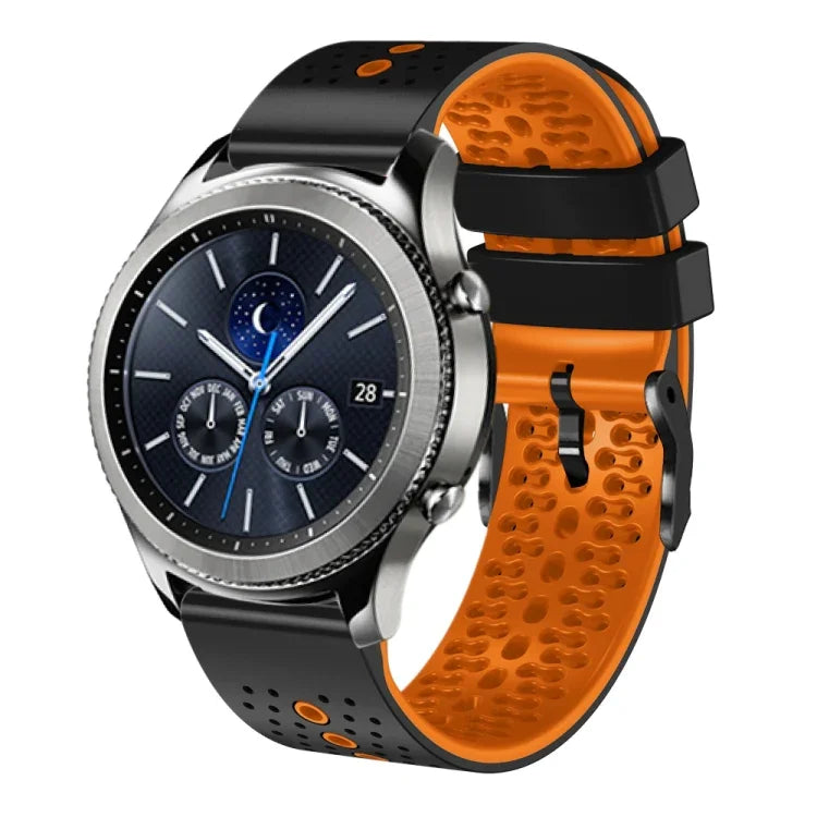 22mm Perforated Two-Color Silicone Watch Band, For Samsung Galaxy Watch3 45mm, For Samsung Galaxy Watch 46mm, For Samsung Gear S3 Classic, For Samsung Gear S3 Frontier