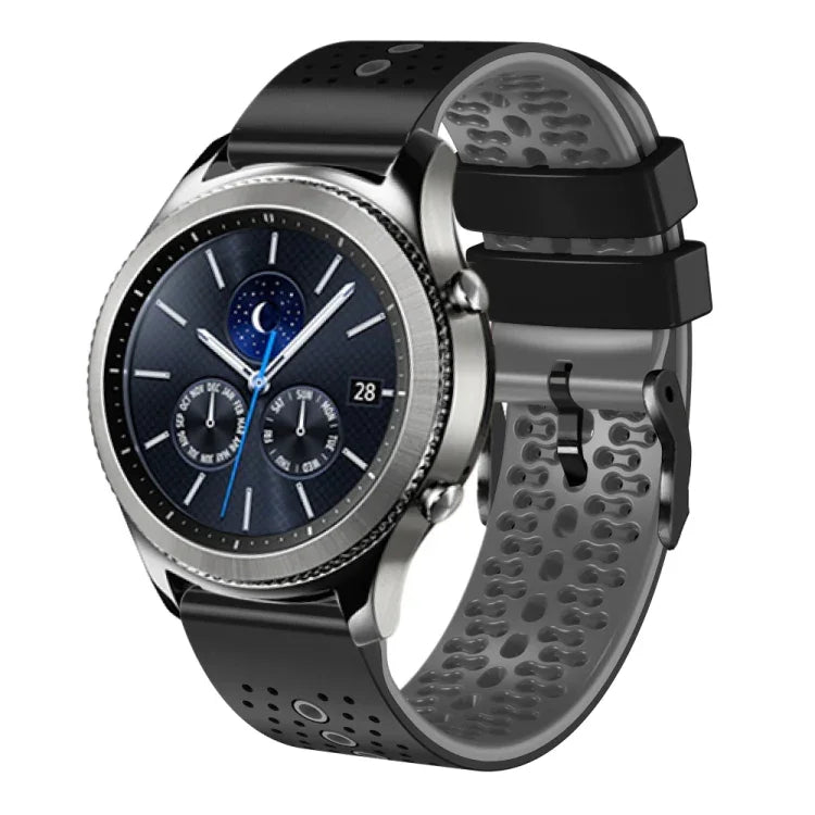 22mm Perforated Two-Color Silicone Watch Band, For Samsung Galaxy Watch3 45mm, For Samsung Galaxy Watch 46mm, For Samsung Gear S3 Classic, For Samsung Gear S3 Frontier