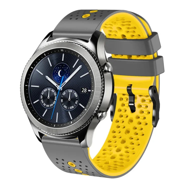 22mm Perforated Two-Color Silicone Watch Band, For Samsung Galaxy Watch3 45mm, For Samsung Galaxy Watch 46mm, For Samsung Gear S3 Classic, For Samsung Gear S3 Frontier
