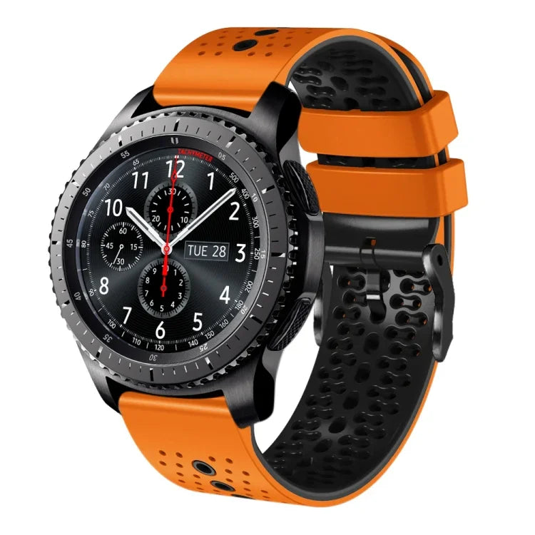 22mm Perforated Two-Color Silicone Watch Band, For Samsung Galaxy Watch3 45mm, For Samsung Galaxy Watch 46mm, For Samsung Gear S3 Classic, For Samsung Gear S3 Frontier