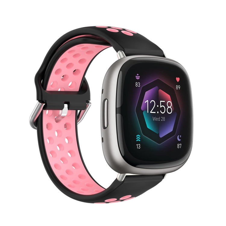 Two-Color Perforated Breathable Silicone Watch Band, For Fitbit Sense
