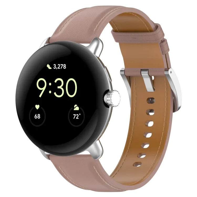 Geprägtes Lederarmband mit Ziernähten, für Google Pixel Watch 4 / 3 / 2 / 1 (41 mm)