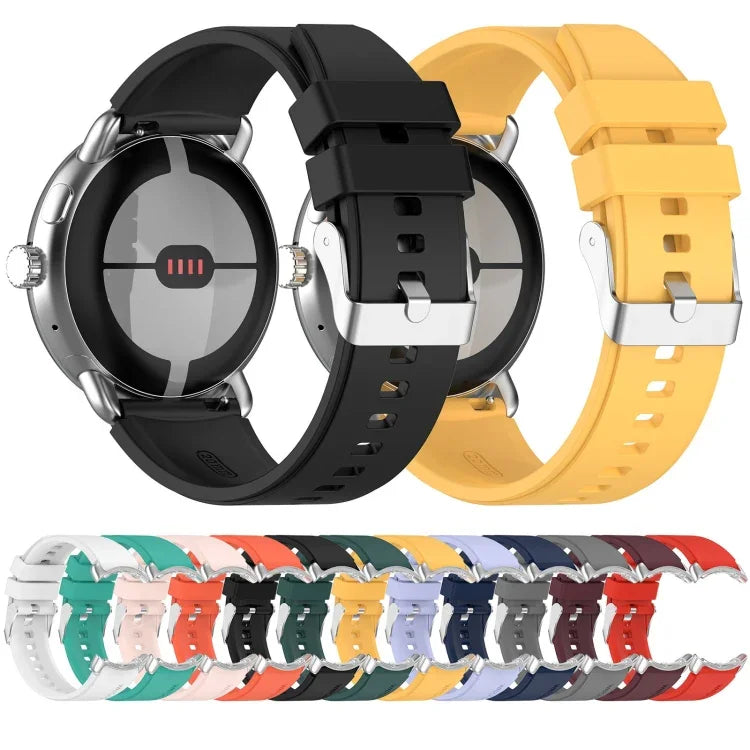 Silikonarmband mit Metallverbinder, einfarbig, für Google Pixel Watch 4 / 3 / 2 / 1 (41 mm)