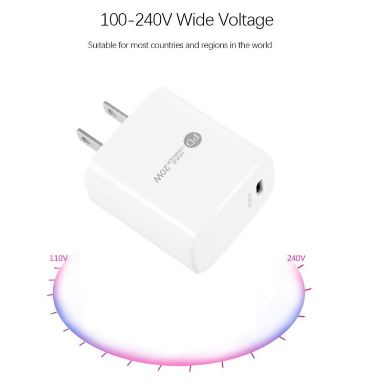 PD11 Mini Single Port PD3.0 USB-C / Type-C 20W Schnellladegerät für iPhone / iPad Serie, US-Stecker