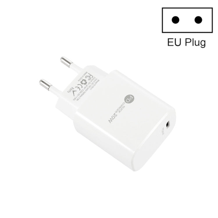 PD11 Mini Einzelport PD3.0 USB-C / Type-C 20W Schnellladegerät für iPhone / iPad Serie, EU Stecker, EU Stecker