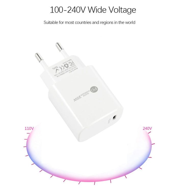 PD11 Mini Einzelport PD3.0 USB-C / Type-C 20W Schnellladegerät für iPhone / iPad Serie, EU Stecker, EU Stecker