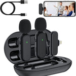 2er Pack Drahtloses Lavaliermikrofon Drahtloses Geräuschreduzierendes Mikrofon mit Ladetasche, DS-MKFJ11IP