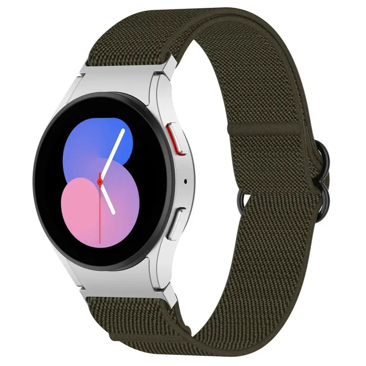 Nylon Stretch Schwarz Schnallen Uhrenarmband, Für Samsung Galaxy Watch 5 Pro 45mm, Für Samsung Galaxy Watch 5 44mm, Für Samsung Galaxy Watch 5 40mm, Für Samsung Galaxy Watch 4 44mm, Für Samsung Galaxy Watch 4 40mm, Für Samsung Galaxy Watch 4 Classic 42mm