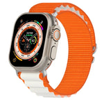 Zweifarbiges Nylon-Uhrenarmband, passend für Apple Watch Ultra (49 mm), Apple Watch Series 8 &amp; 7 (45 mm), SE 2 &amp; 6, SE, 5 &amp; 4 (44 mm) und Apple Watch Series 8 &amp; 7 (41 mm), SE 2 &amp; 6, SE, 5 &amp; 4 (40 mm).
