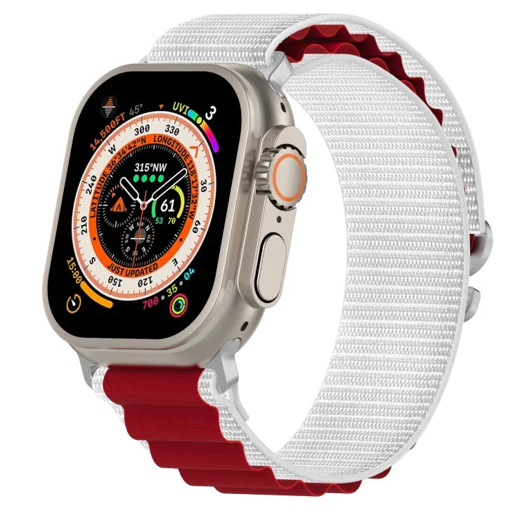 Zweifarbiges Nylon-Uhrenarmband, passend für Apple Watch Ultra (49 mm), Apple Watch Series 8 &amp; 7 (45 mm), SE 2 &amp; 6, SE, 5 &amp; 4 (44 mm) und Apple Watch Series 8 &amp; 7 (41 mm), SE 2 &amp; 6, SE, 5 &amp; 4 (40 mm).