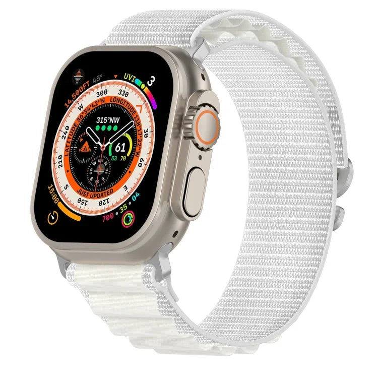 Zweifarbiges Nylon-Uhrenarmband, passend für Apple Watch Ultra (49 mm), Apple Watch Series 8 &amp; 7 (45 mm), SE 2 &amp; 6, SE, 5 &amp; 4 (44 mm) und Apple Watch Series 8 &amp; 7 (41 mm), SE 2 &amp; 6, SE, 5 &amp; 4 (40 mm).