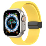 Magnetic Black Buckle Smooth Silicone Watch Band, For Apple Watch Ultra 49mm, For Apple Watch Series 8&7 45mm, For Apple Watch Series 8&7 41mm