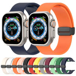 Magnetic Black Buckle Smooth Silicone Watch Band, For Apple Watch Ultra 49mm, For Apple Watch Series 8&7 45mm, For Apple Watch Series 8&7 41mm