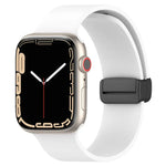 Magnetic Black Buckle Smooth Silicone Watch Band, For Apple Watch Ultra 49mm, For Apple Watch Series 8&7 45mm, For Apple Watch Series 8&7 41mm