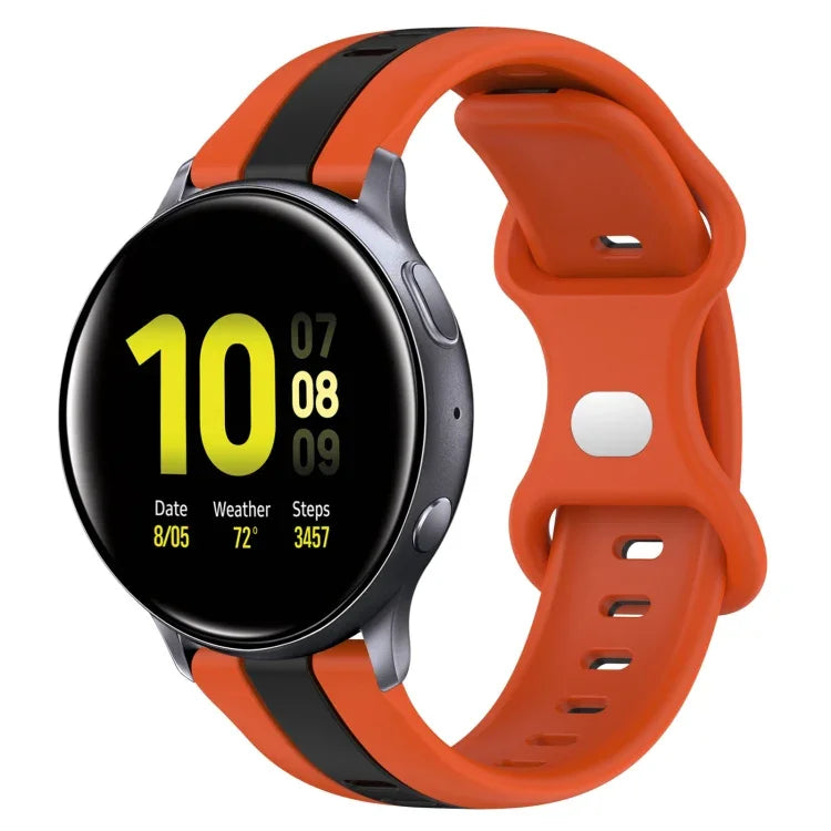 20mm Butterfly Buckle Two-Color Silicone Watch Band, For Samsung Galaxy Watch Active 2 44mm, For Samsung Galaxy Watch 42mm