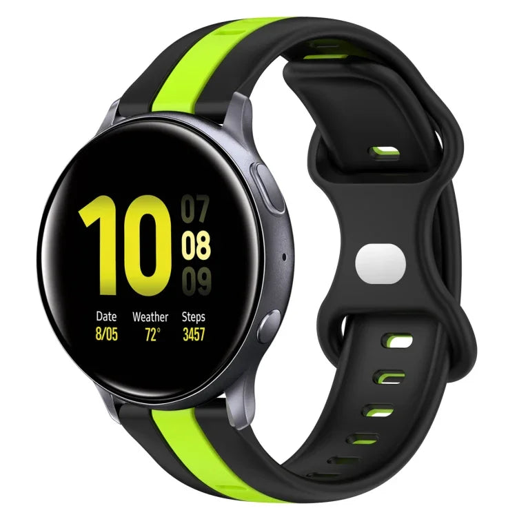 20mm Butterfly Buckle Two-Color Silicone Watch Band, For Samsung Galaxy Watch Active 2 44mm, For Samsung Galaxy Watch 42mm
