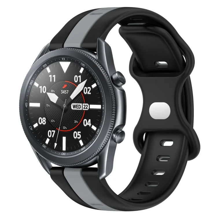 22mm Butterfly Buckle Two-Color Silicone Watch Band, For Samsung Galaxy Watch3 45mm, For Samsung Galaxy Watch 46mm, For Samsung Gear S3 Classic, For Samsung Gear S3 Frontier
