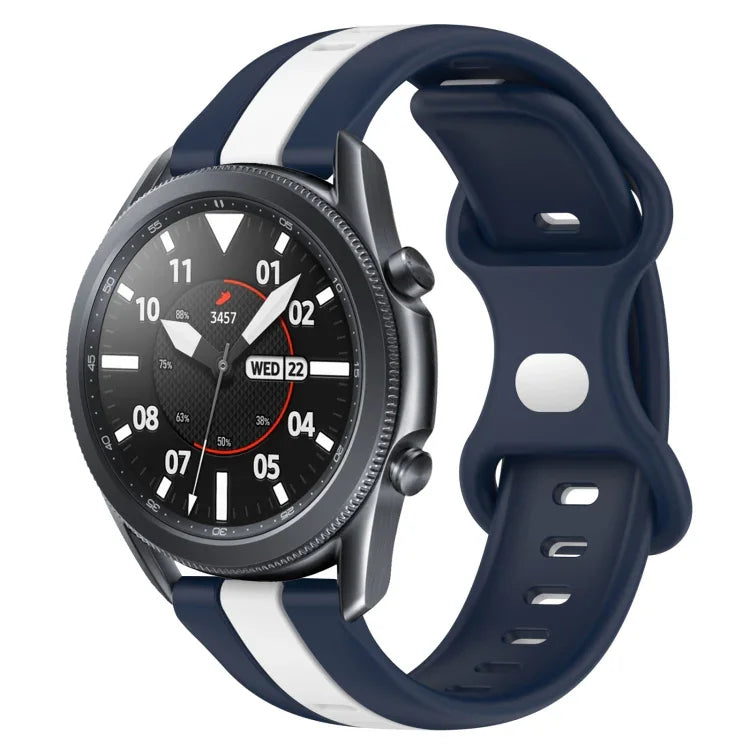 22mm Butterfly Buckle Two-Color Silicone Watch Band, For Samsung Galaxy Watch3 45mm, For Samsung Galaxy Watch 46mm, For Samsung Gear S3 Classic, For Samsung Gear S3 Frontier