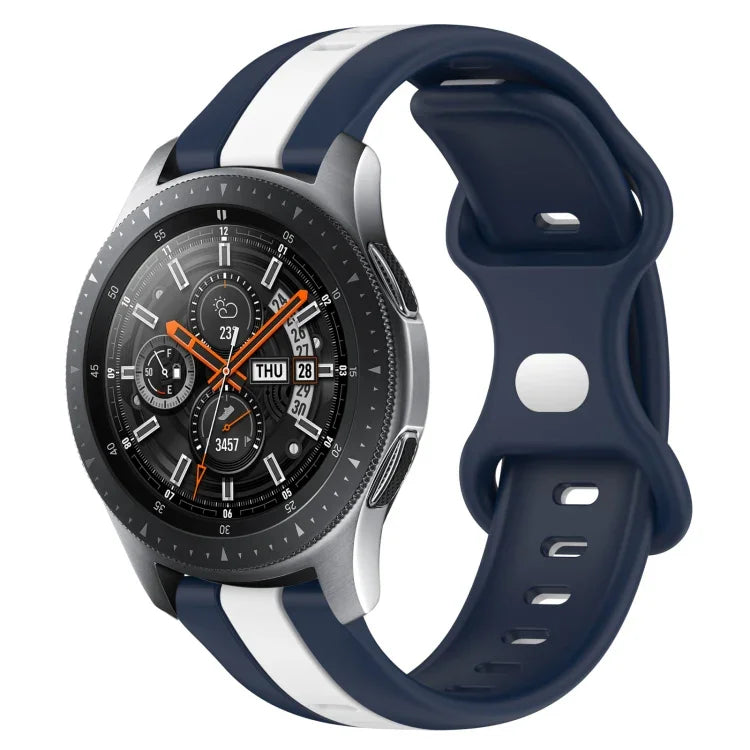 22mm Butterfly Buckle Two-Color Silicone Watch Band, For Samsung Galaxy Watch3 45mm, For Samsung Galaxy Watch 46mm, For Samsung Gear S3 Classic, For Samsung Gear S3 Frontier