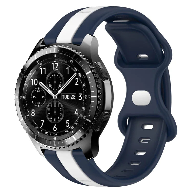 22mm Butterfly Buckle Two-Color Silicone Watch Band, For Samsung Galaxy Watch3 45mm, For Samsung Galaxy Watch 46mm, For Samsung Gear S3 Classic, For Samsung Gear S3 Frontier