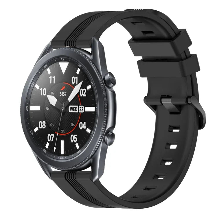 22 mm konkaves, gestreiftes Silikon-Uhrenarmband, für Samsung Galaxy Watch3 45 mm, Samsung Galaxy Watch 46 mm, Samsung Gear S3 Classic, Samsung Gear S3 Frontier