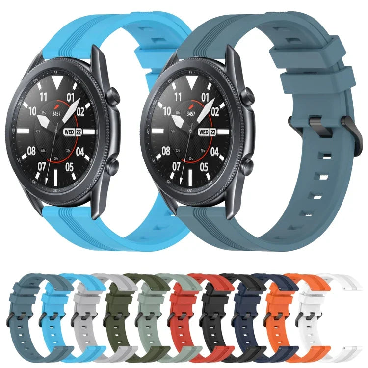 22 mm konkaves, gestreiftes Silikon-Uhrenarmband, für Samsung Galaxy Watch3 45 mm, Samsung Galaxy Watch 46 mm, Samsung Gear S3 Classic, Samsung Gear S3 Frontier