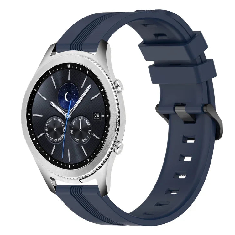 22 mm konkaves, gestreiftes Silikon-Uhrenarmband, für Samsung Galaxy Watch3 45 mm, Samsung Galaxy Watch 46 mm, Samsung Gear S3 Classic, Samsung Gear S3 Frontier